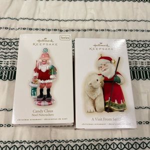 Hallmark Keepsake Noel Nutcrackers Candy Claus Visit From Santa Ornament Bundle
